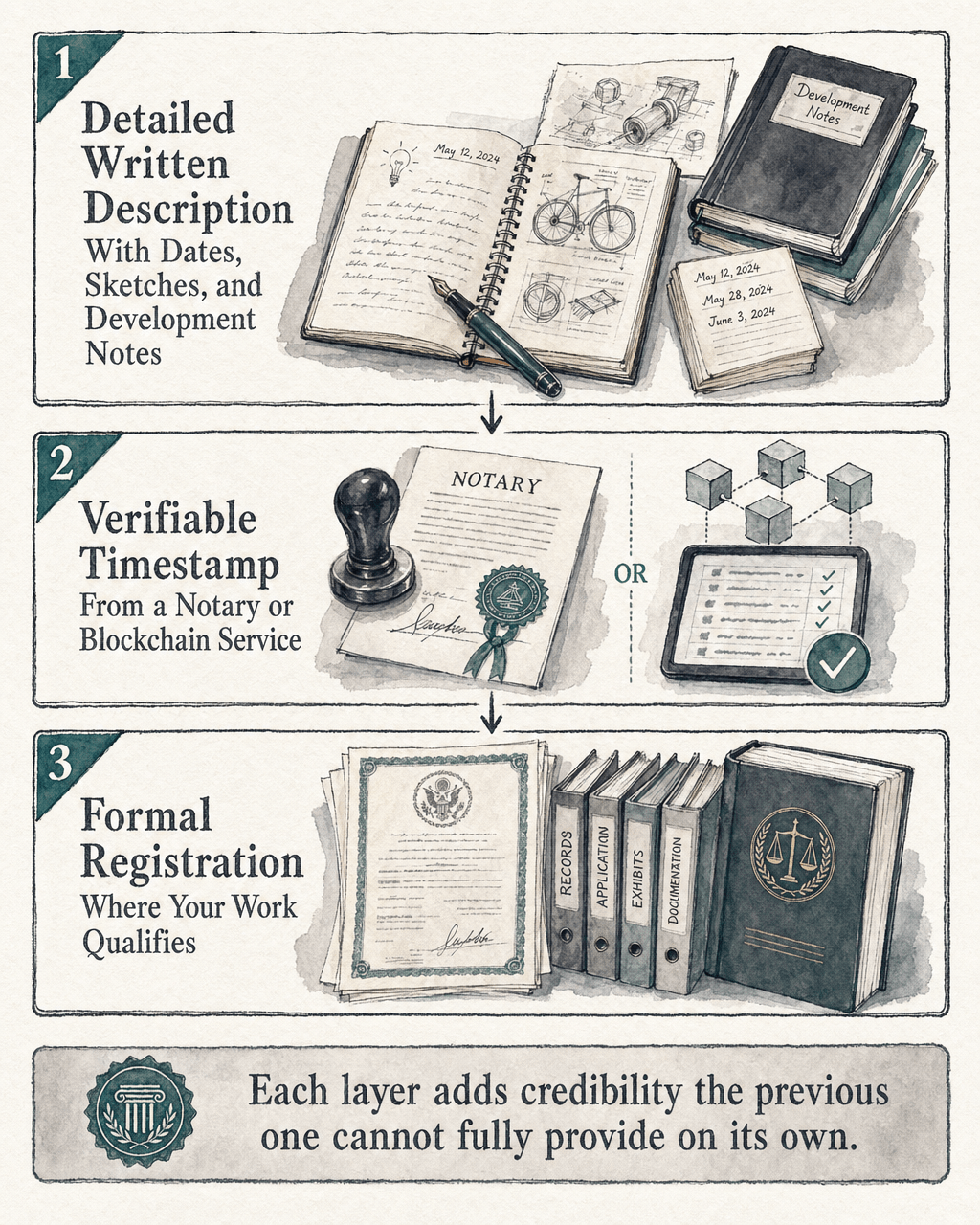 The practical documentation habit layers these tools in sequence